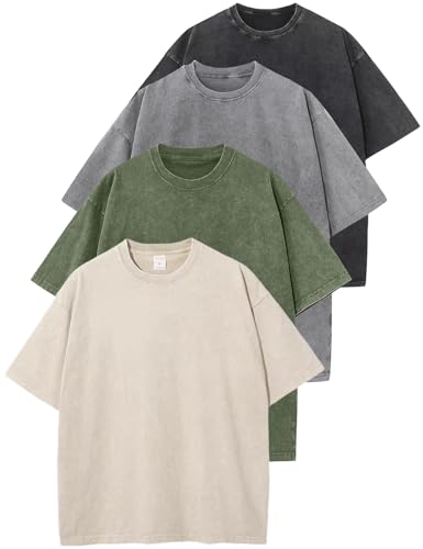 Image of Arssm Men Oversized T Shirts Vintage Tee Loose Fit Short Sleeve Casual Streetwear Baggy Washed Unisex Tops