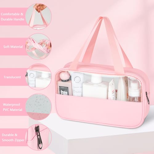 elzle Trousse de Maquillage Portable, Trousse de Toilette de Voyage Transparente, Trousse de Toilette pour cosmétiques, avec Fermetures éclair, Sac étanche Transparent à Suspendre en PVC + PU – vue 3