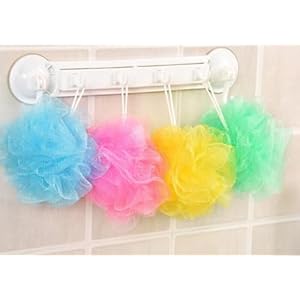 4 Pack Multi-Colour Bath Shower Scrunchie – Exfoliating Mesh Loofah Body Wash Pouf | Bath Sponges for Shower Scrubber | Body Scrubbers & Shower Accessories