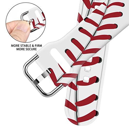 Image of ACESTAR Double Sided Watch Bands and Straps Compatible with Apple Watch Band 38mm 40mm 41mm /42mm(Series 11 10), Baseball Floral Soft Silicone Replacement for iWatch Series 11 10 9 8 7 6 5 4 3 2 1 SE