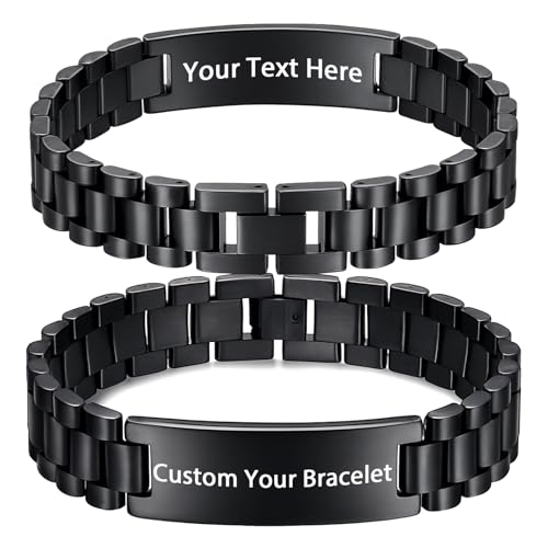 Engraved Bracelet for Men - Customized Gift for Him, Double-Sided...