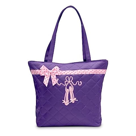GLOBAL FBA INC Stylish and Practical Quilted Dance Ballet Slippers Tote Bag, Durable Carryall for Dancers and Perfect for Storing Dance Shoes and Accessories, Travel Bag - Lavender Cover