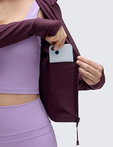 Image of CRZ YOGA Butterluxe Jackets Waist Length | Extremely Soft, Athletic, Slim Fit, Full Zip, Side Pockets, Thumb Holes, for Women