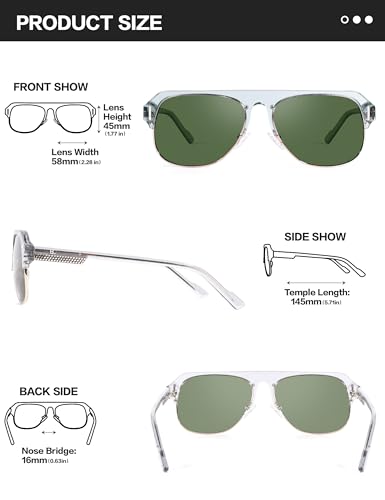 Image of BIRCEN Acetate Polarized Sunglasses for Men: Classic Metal Frame Club Sun Glasses UV Protection for Driving Vacation Golf Gray