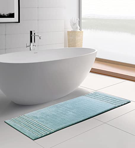 Image of Obsessions Ultra Soft Solid Bath Runner - Premium 1950 GSM Density, Anti-Skid Safety Backing & Superior Absorbency for Quick-Dry Comfort (60x150 cm, Aqua)