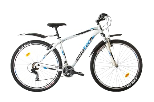 Multibrand Distribution Probike PRO 29 Zoll Fahrrad Mountainbike 21 Gang, Herren, Damen geeignet ab 175-190 cm (Weiß Blau)