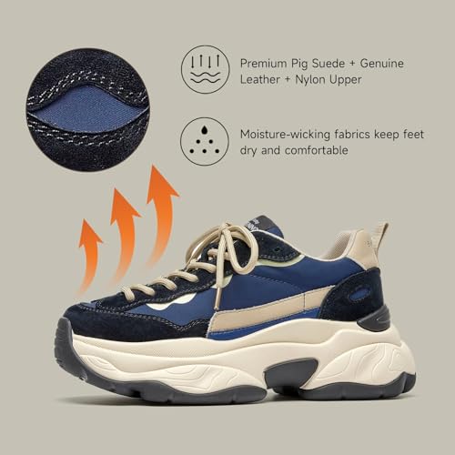 BEAU TODAY Womens Chunky Sneakers, Chunky Shoes for Women, Lace up Comfortable Fashion Dad Sneaker2