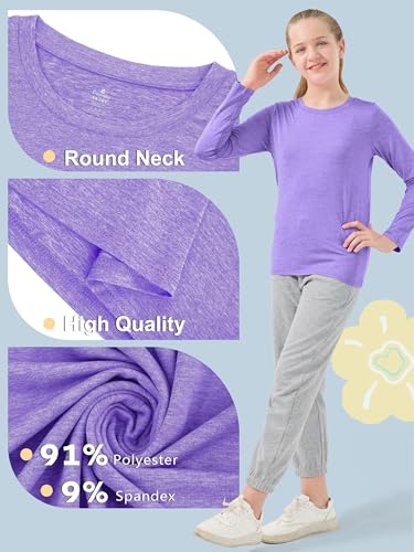 Cooraby Girls Long Sleeve Shirt Athletic Active Dry Fit Crew Neck T-Shirt Soft Activewear Shirts for Youth Teens Girls2