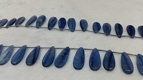 Perles en kyanite poire lisse bleue de 10x24mm pour assembler un collier d'été élégant