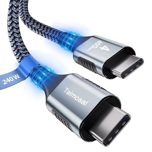 Talmosal 240W for Thunderbolt 4 Cable 6.6 ft, Support 8K@60Hz, 4K@144Hz 40Gbps/240W PD Charging for iPhone 16/15, USB4, Thunderbolt 3, MacBook Pro, Docking, eGPU, SSD, Surface Pro