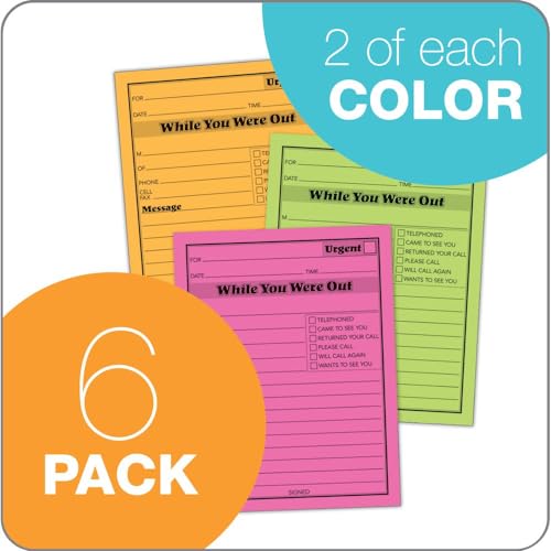Adams While You were Out Pads, 4.25 x 5.25 Inches, Assorted Neon Colors, 50 Sheets/Pad (6-Pack) (9711NEON) - Image 3