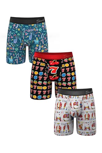 Hammock Support Long Leg Boxer Briefs for Men | Anti-Chafing, Moisture Wicking, Breathable 3 Pack