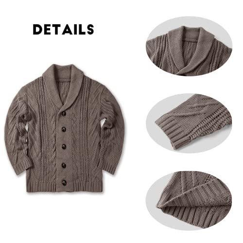 Image of Karlywindow Mens Cable Knit Cardigan Sweater Shawl Collar Loose Fit Long Sleeve Casual Cardigans