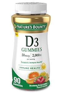 Image of Vitamin D3 Gummies by Nature's Bounty, Vitamin Supplement, Supports Immune Health, 50mcg, 2000IU, Mixed Fruit Flavor, 90 Gummies