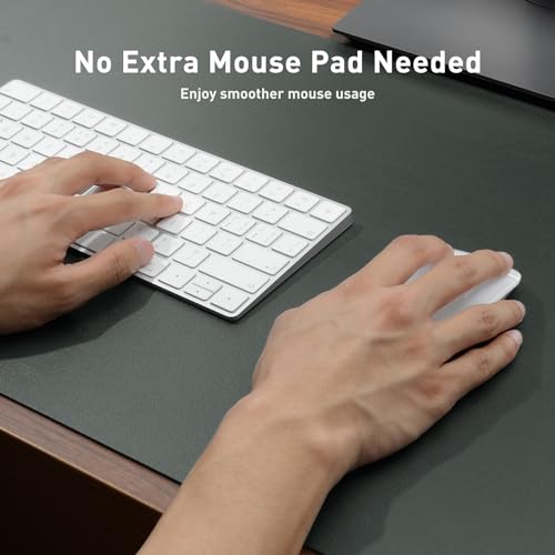 Image of Aothia Leather Desk Pad Protector, Large Mouse Pad, Office Mat, Non-Slip PU Leather Blotter, Laptop Pad, Waterproof Writing Pad for Office and Home (Jungle Green, 23.6 inch x 13.7 inch)
