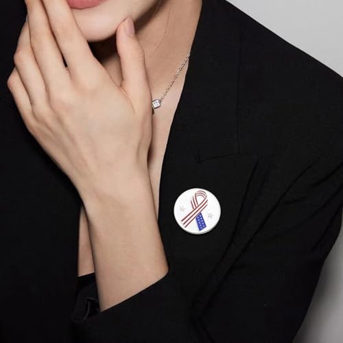Image of Rhinestone Brooch Pins for Women, Vintage Crystal Enamel Brooches, American Flag Pin Patriotic Lapel Pins Gift for Suit Clothes Bag Accessories
