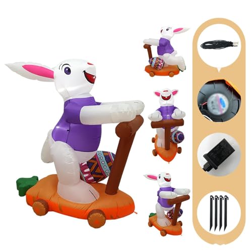Lapin gonflable de Pâques étanche en PVC robuste de 1,5 M pour extérieur