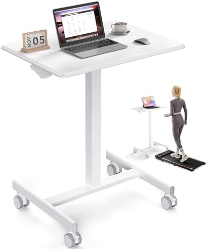 NEWBULIG Rolling Standing Desk Adjustable Height White, Mobile St...