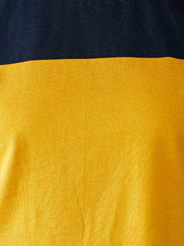 Image of Miss Chase Women's Navy Blue and Mustard 100% Cotton T-Shirt