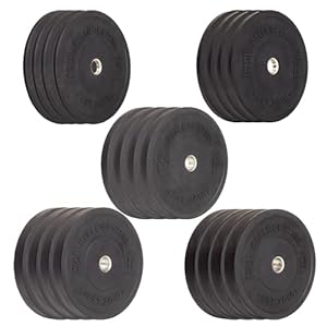Bumper Plates [Bells of Steel] Black Rubber Weight Plates, Olympic Weight Plates for Deadlifts, Squats, Bench Press, Shoulder Press, 450mm Diameter Weight Plate Set