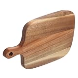 ANDRESLAD Tabla de Cortar Madera Acacia Ligera con Mango Ergonómico para Cocina Frutas Carnes y Queso Resistente Deformaciones Multifuncional para Picnics y Barbacoas