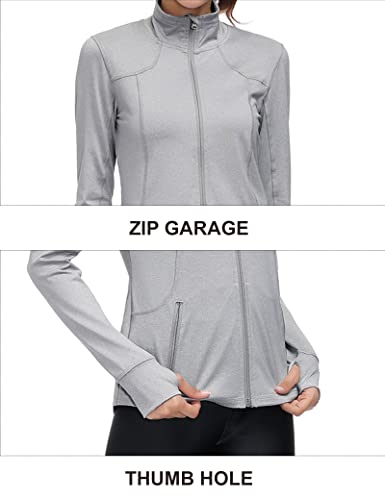 Dolcevida Women Zip Up Jacket Athletic Lightweight Full Zip Running Track Workout Jacket(Grey,X-Large) #TOP5
