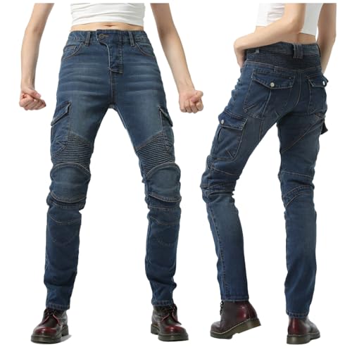 HOMDECR Jeans para Moto De Hombre Pantalones De Moto con Protección Reforzada, Cómodos Y Duraderos Ideales para Conducir con Seguridad Amantes De Las Motos (Azul,L)