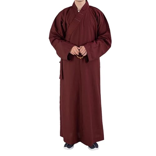 Yiustldd Robe Bouddhiste De Shaolin Moine Shaolin, Robe De Méditation De Robe Moine Bouddhiste Robe Longue Robe De Robe Bouddhiste Zen pour Adultes pour Adultes,Rouge,45