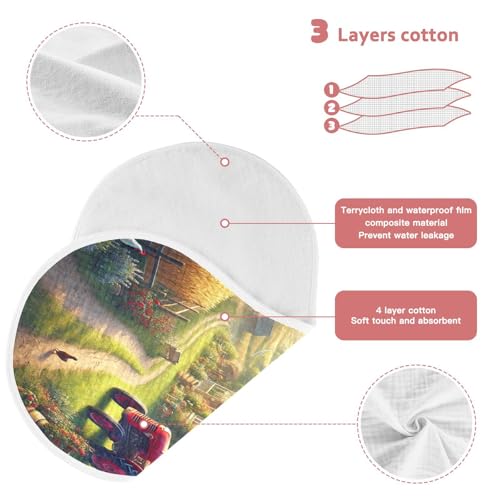 Farmhouse Tractor Baby Burp Cloths Soft Burp Cloth Rags Cotton Burp Clothes Absorbent Muslin Burp Cloths for Girl Unisex Boy Newborn 1 Pack 22x11 Inches3