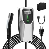 Vratzn Level 1/2 EV Charger 16A with 20FT Cable 240V NEMA 6-20 Plug & 120V NEMA 5-15 Adapter, NACS Connector,Portable Home Electric Car EV Charger for Tesla Y/X/3/S