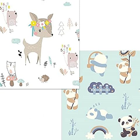 Baby Play Mat Crawling Mat for Baby Waterproof XPE Foam Foldable Portable Crawling Mat Play Mat 200 x 180 x 1 cm (Deer and Panda) Cover