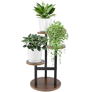 VIEWALL Bloemenstandaard, 3 etages, plantenstandaard van hout, multifunctioneel creatief houten plantenrek, decoratie, bloemenrek voor binnen en buiten, balkon, woonkamer, kantoor, tuin, terras