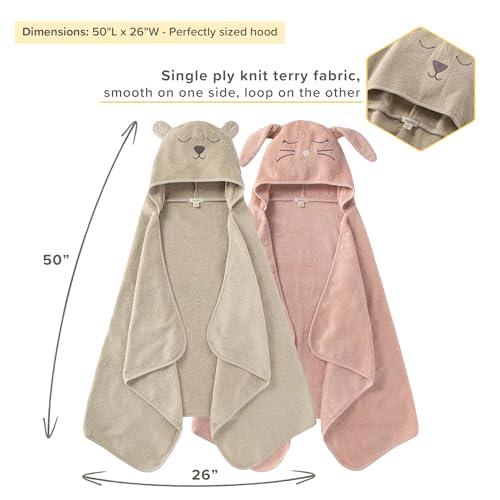 Burt's Bees Baby Toddler Hooded Animal Character Towels Organic Cotton, Unisex Bath Essentials, Soft Nursery Towel for Kids by Burt's Bees Baby - Image 2