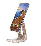 CARCHILE Bling Crystal Adjustable Cell Phone Stand, Phone Holder for Desk, Phone Desktop Holder Stand Rhinestone Mixed with Light Peach and AB Crystal SZ (Gold)