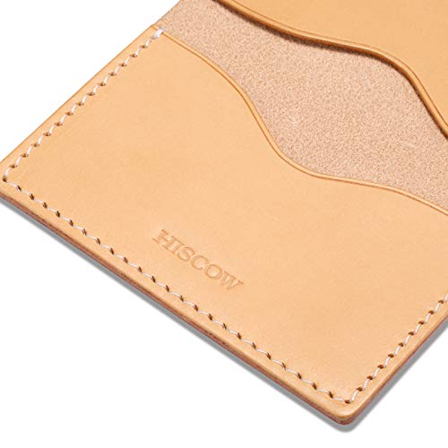 Image of HISCOW Minimalist Thin Bifold Card Holder - Italian Calfskin (Vegetable Tanned Leather)