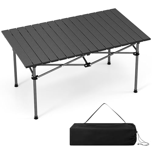 GYMAX Camping Table, Folding Roll-Up Picnic Table w/Carrying Bag, Portable Outdoor Table for Camping, Hiking, Beach, Fishing