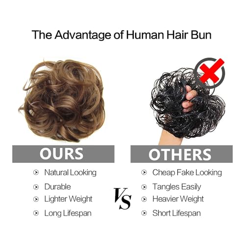 Norhogo Messy Hair Bun Curly Wavy Hair Scrunchies Accessories, Real Fashion Tousled Updo Hair Pieces - Image 4