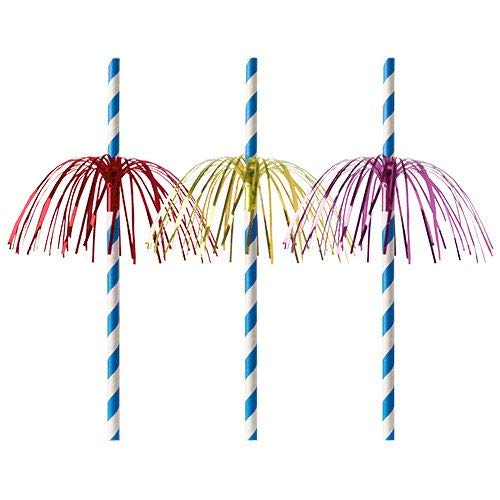 PAPSTAR Fireworks 87783 - Pajitas de papel, diámetro de 6 mm, 20 cm, color azul y blanco