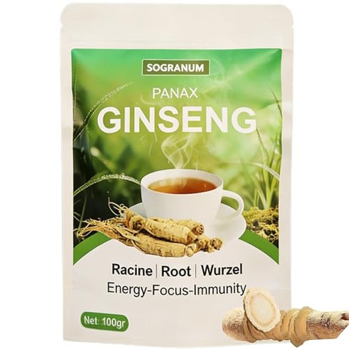Té de ginseng de raíz entera - Té de ginseng: mejora la vitalidad energética y la memoria | Medicina tradicional desde hace milenios - Fortalece el sistema inmunológico - Té desintoxicante | 100 g