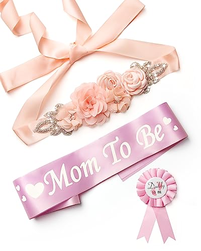 Baby Noah Bee Shower Mommy Sash Pregnancy Sash Keepsake Shower Flower Belly Belt