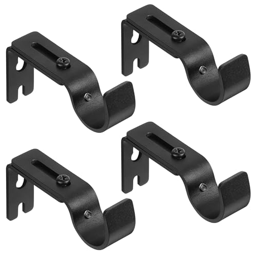 4 Piezas Soporte Barra Cortinas, Soporte Cortinas Pared Ajustables de 8,8 a 11,3 cm, Soporte de Barra de Cortina Negro, Soportes para Tubos de Cortinas, Soporte de Cortina para Baño Sala