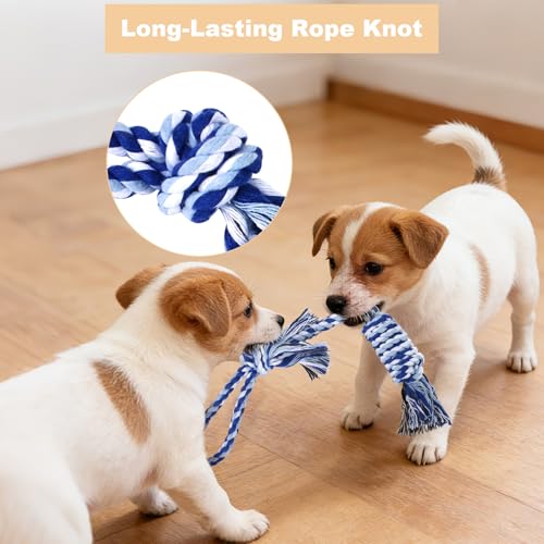 Image of Depets Dog Rope Toys for Small Dogs, 4-Pack Durable Puppy Rope Chew Toys for Teething, Puppy Tug of War Interactive Toy, Washable Knot Dog Toy for Dental Care & Anxiety Relief