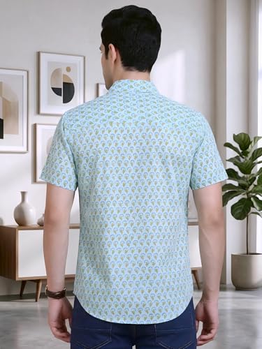 Image of Yash Gallery Men's Cotton Warli Print Shirt Collar Regular Shirt