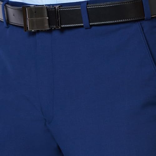 Image of Park Avenue Men's Smart Fit Mid Rise Solid Pattern Poly Viscose Blend Pleatless Formal Trouser