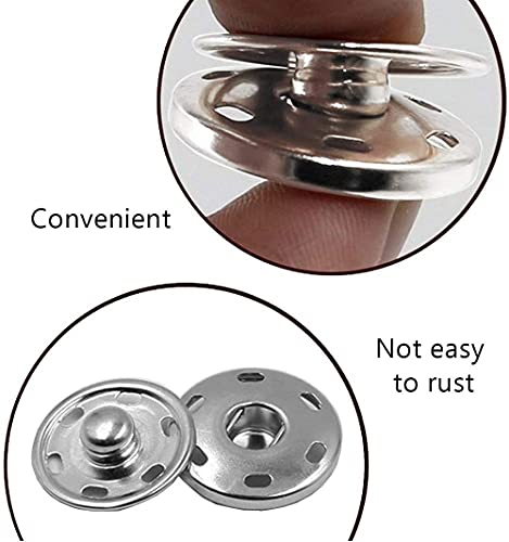 JOSDIOX 100 Sets Sew on Snap Buttons Metal Snap Fastener Buttons Press Button for Sewing Clothing Silvery and Black (10mm) - Thumbnail 4
