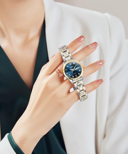 OLEVS Women Watch Stainless Steel Waterproof Diamond Small Face Quartz Analog Ladies Watches Fashion Gold Black White Blue Dial Women Wrist Watch