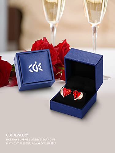 Cde Red Women Stud Earrings Elegant Heart Stud Earrings Rose Gold Plated Earrings For Women Embellished With Austrian Crystals Mothers Day Jewelry Gifts For Women Her #TOP5