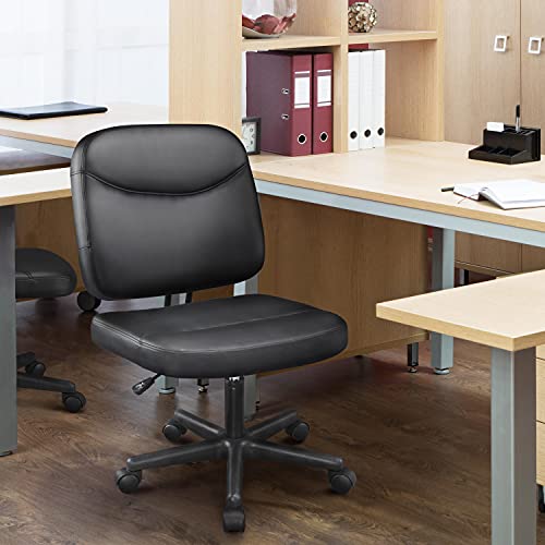 Topeakmart Task Desk Chair Height Adjustable Chair Computer Faux Leather Chair Without Arms, Black #TOP4