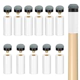 Heclia 12 Sets Billard Queue Spitzen Ersatz Schraub Tipps Pool-Stick-Spitzen Ersatz-Pool-Queue-Spitze mit weißen Pools grauen Ferrulen zum Anschrauben 12 mm Queue-Stick-Ferrulen