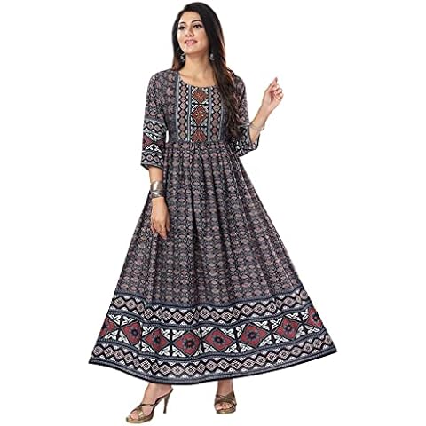 Unifiedclothes RP29FBA Kurtis for Women Highlighted With Thread and Sequine Work Viscose Blend Blue Dresses Kurti Tunic Kurta Casual Top Shirt (Numeric_20) Blue Cover